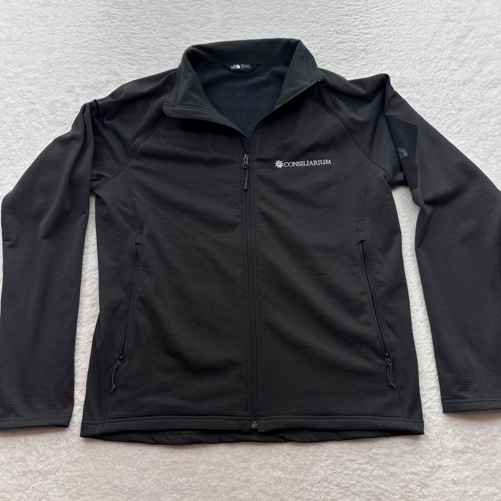 The North Face Mens Black Full Zip Grid Fleece Jacket Size Large L Corporate
